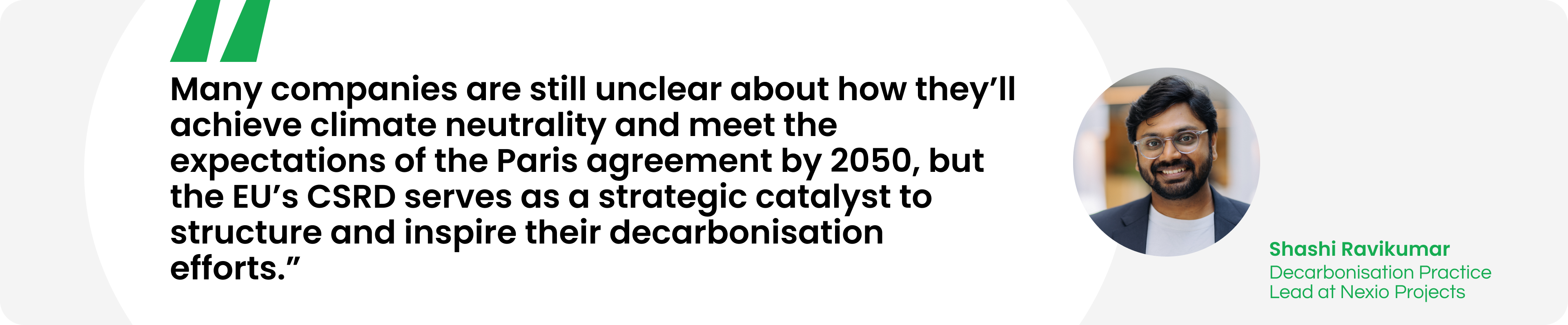 Quote from the Nexio Projects decarbonisation lead on climate neutrality
